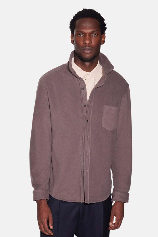  블루&크림 자켓 폴라 플리스 오버셔츠 브라운