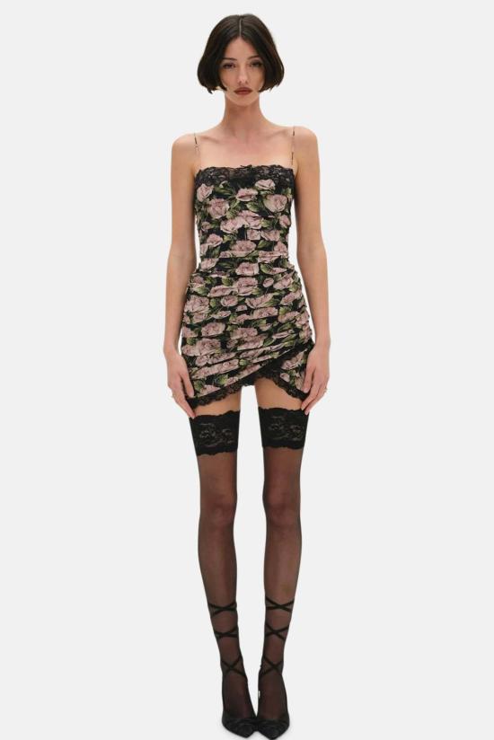  포러브앤레몬스 점프수트 For Love & Lemons Fallen Rose 미니 드레스 블랙/플로럴 - FOR LOVE & LEMONS