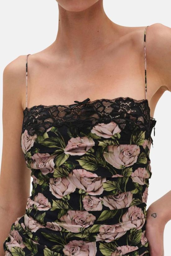  포러브앤레몬스 점프수트 For Love & Lemons Fallen Rose 미니 드레스 블랙/플로럴 - FOR LOVE & LEMONS