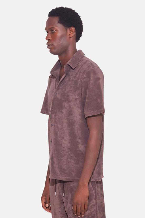  Blue&Cream 반팔 셔츠 블루&크림 남성용 테리 버튼다운 상의 브라운 - BLUE&CREAM