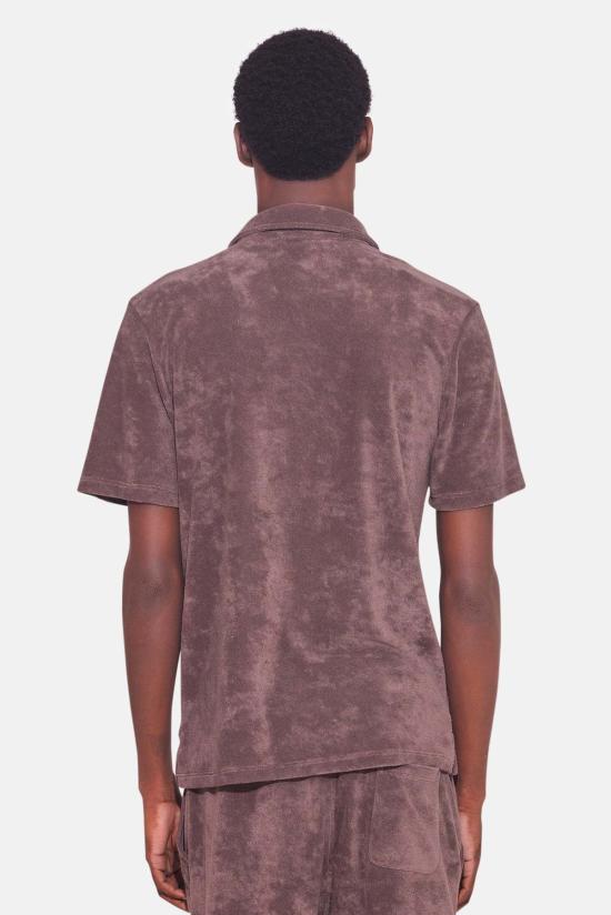  Blue&Cream 반팔 셔츠 블루&크림 남성용 테리 버튼다운 상의 브라운 - BLUE&CREAM