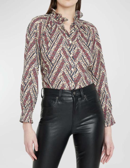  베로니카비어드 블라우스 베로니카 비어드 칼리스토 프린트 러플 칼라 버튼 프런트 셔츠 멀티 - VERONICA BEARD