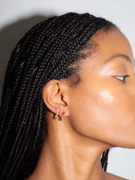  로렌 스튜어트 이어링 미니 다이아몬드 안전핀 귀걸이