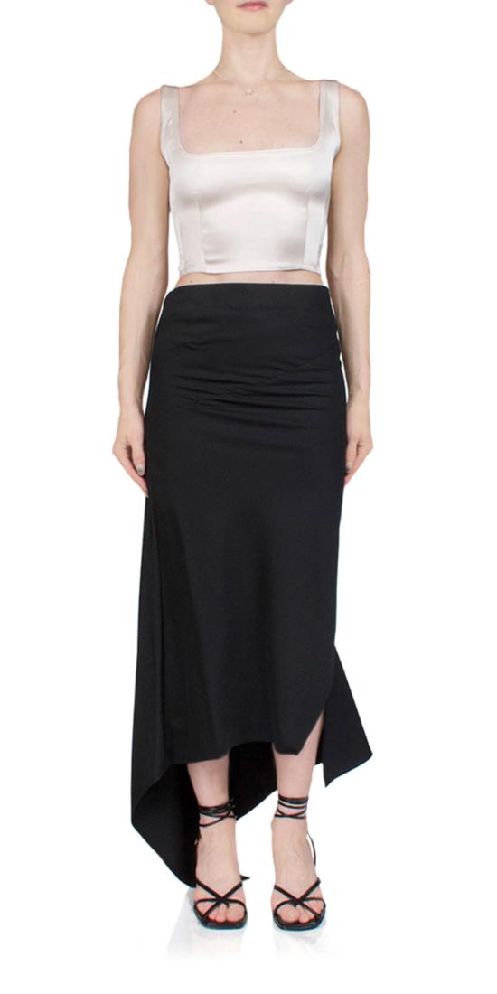  헬무트랭 미디 원피스 헬무트 랭 울 스카프 헴 드레스 - HELMUT LANG