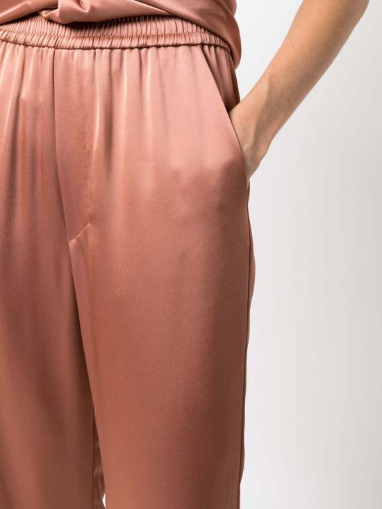  나누슈카 스트레이트 팬츠 Nanushka Odessa 슬립 새틴 팬츠 테라코타 브라운 - NANUSHKA