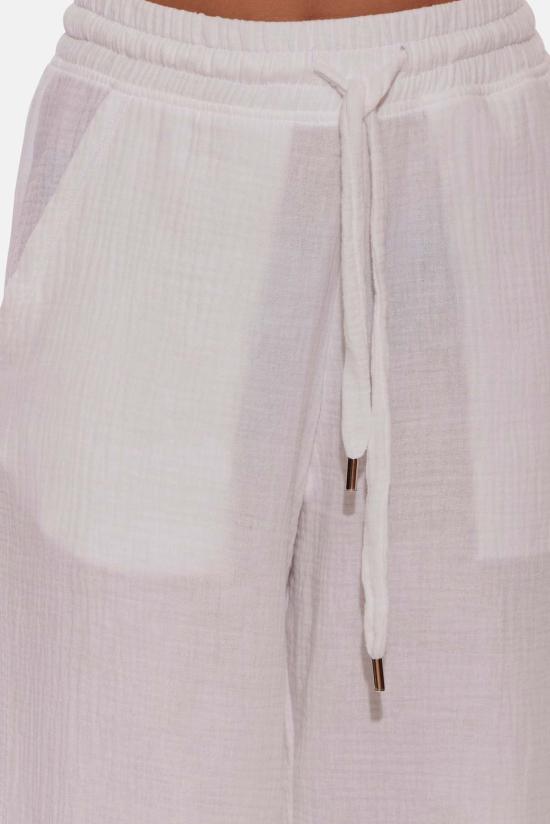  블루&크림 스트레이트 팬츠 웬디 거즈 와이드 레그 팬츠 아이보리 - BLUE&CREAM