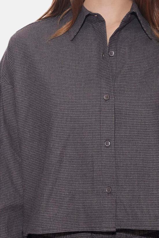  The Tile Club 후드 티셔츠 타일 클럽 샤또 트윌 크롭 셔츠 숯색 하운드투스 - THE TILE CLUB