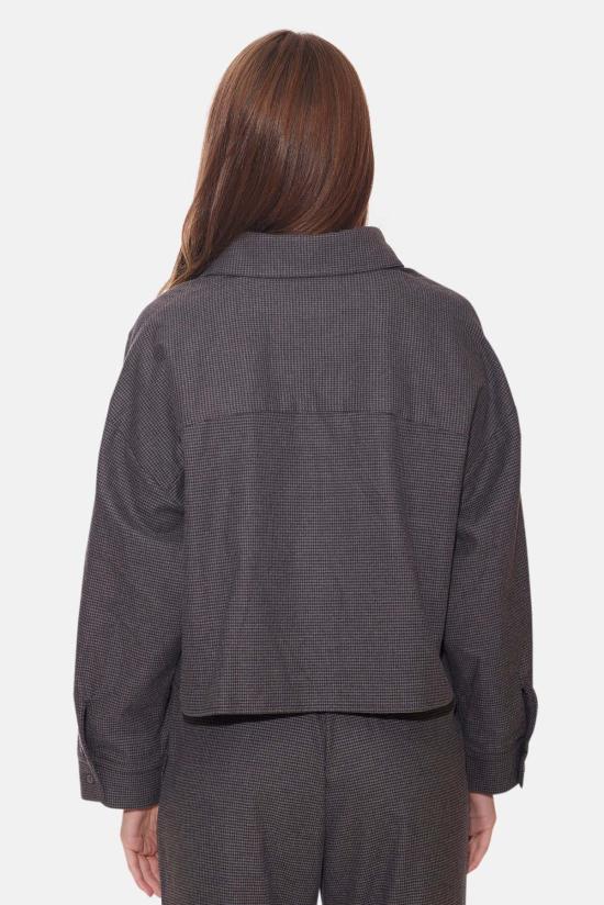  The Tile Club 후드 티셔츠 타일 클럽 샤또 트윌 크롭 셔츠 숯색 하운드투스 - THE TILE CLUB