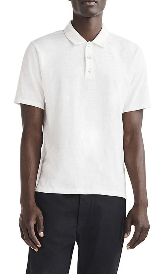  랙앤본 폴로 티셔츠 Rag & Bone 클래식 플레임 반팔 코튼 폴로 셔츠 화이트 - RAG & BONE