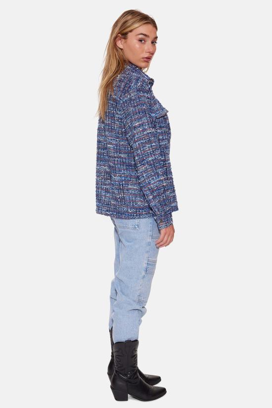  Blue&Cream 후드 티셔츠 블루&크림 코코 트위드 오버셔츠 블루 멀티 - BLUE&CREAM