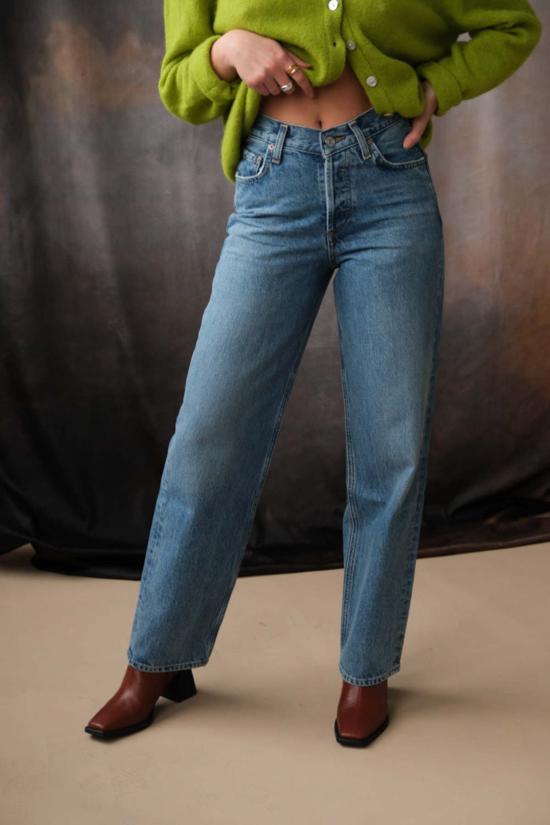  에이골디 데님 팬츠 아골드 V웨이스트 배기진 페어웨이