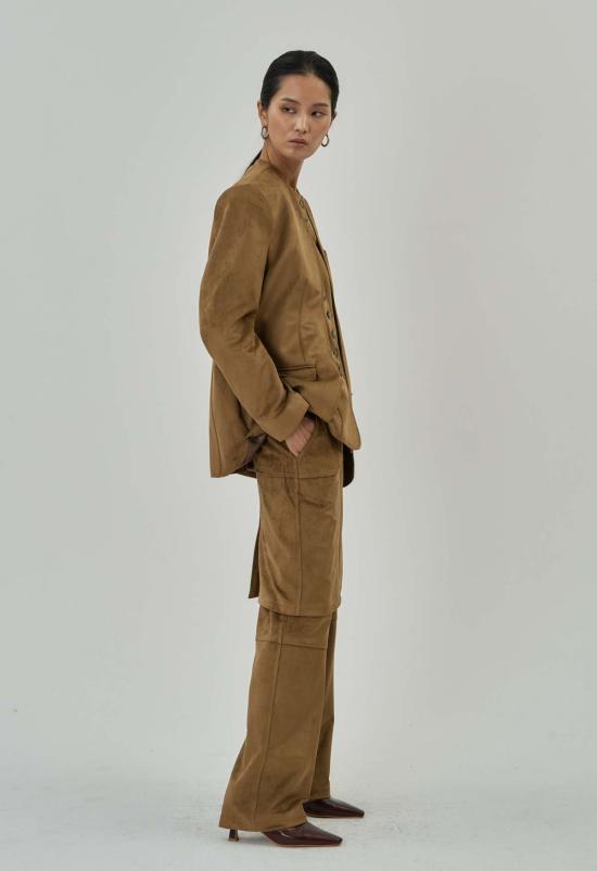  더 엔케이씨 스토어 스트레이트 팬츠 Nkc Store 카멜 스웨이드 팬츠 스커트 브라운 - The NKC Store