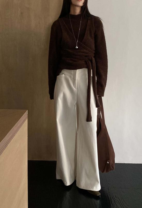  더 엔케이씨 스토어 스트레이트 팬츠 Nkc 코듀로이 와이드 레그 팬츠 크림