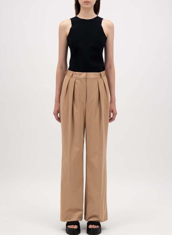  해리스와프런던 스트레이트 팬츠 해리스 워프 런던 플리티드 와이드 레그 팬츠 로즈우드 - HARRIS WHARF LONDON