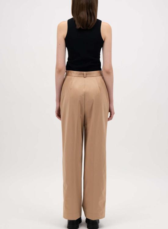  해리스와프런던 스트레이트 팬츠 해리스 워프 런던 플리티드 와이드 레그 팬츠 로즈우드 - HARRIS WHARF LONDON