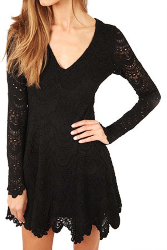  Nightcap 숏 원피스 나이트캡 딥 V 플러티 스페인 레이스 드레스 블랙 - OTHER BRANDS