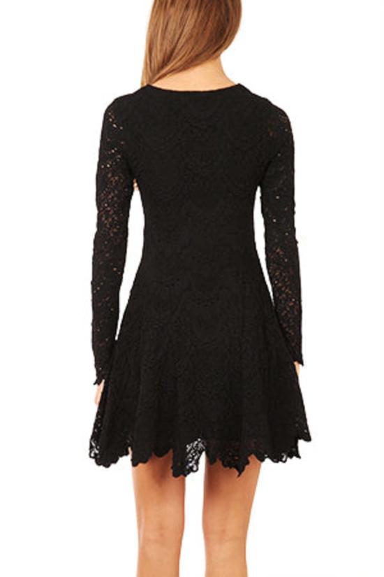  Nightcap 숏 원피스 나이트캡 딥 V 플러티 스페인 레이스 드레스 블랙 - OTHER BRANDS