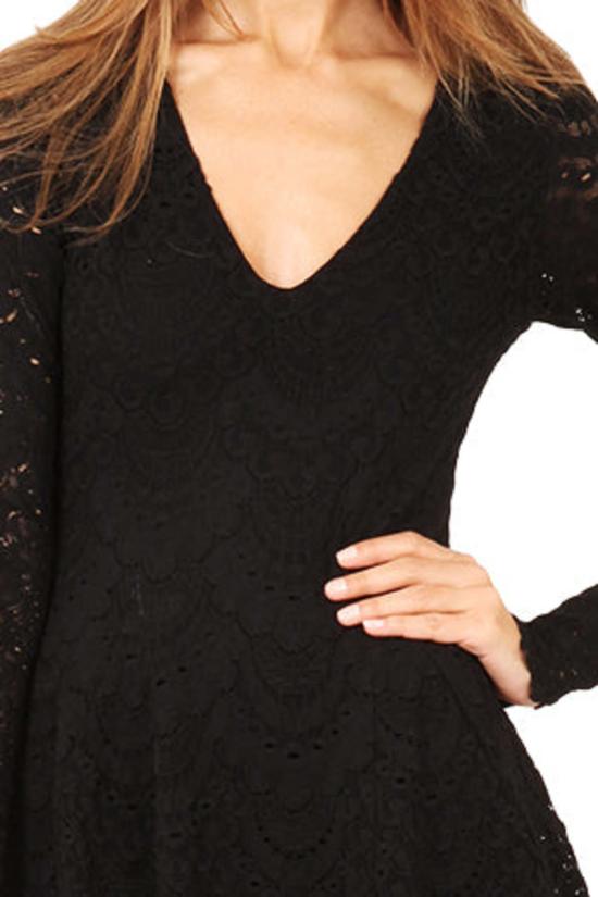  Nightcap 숏 원피스 나이트캡 딥 V 플러티 스페인 레이스 드레스 블랙 - OTHER BRANDS