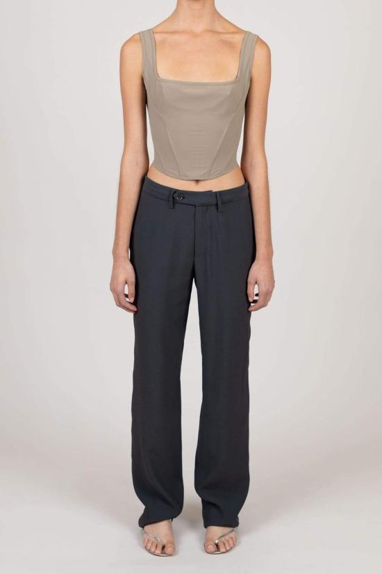  프리스카베라 스트레이트 팬츠 로우 라이즈 수트 팬츠 차콜 - PRISCAVERA