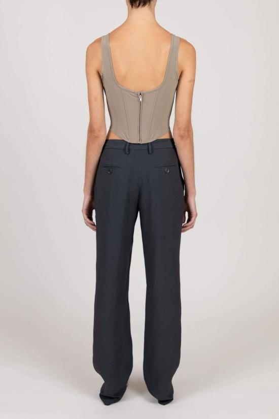  프리스카베라 스트레이트 팬츠 로우 라이즈 수트 팬츠 차콜 - PRISCAVERA