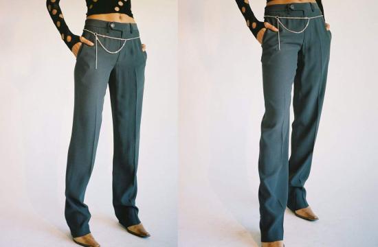  프리스카베라 스트레이트 팬츠 로우 라이즈 수트 팬츠 차콜 - PRISCAVERA