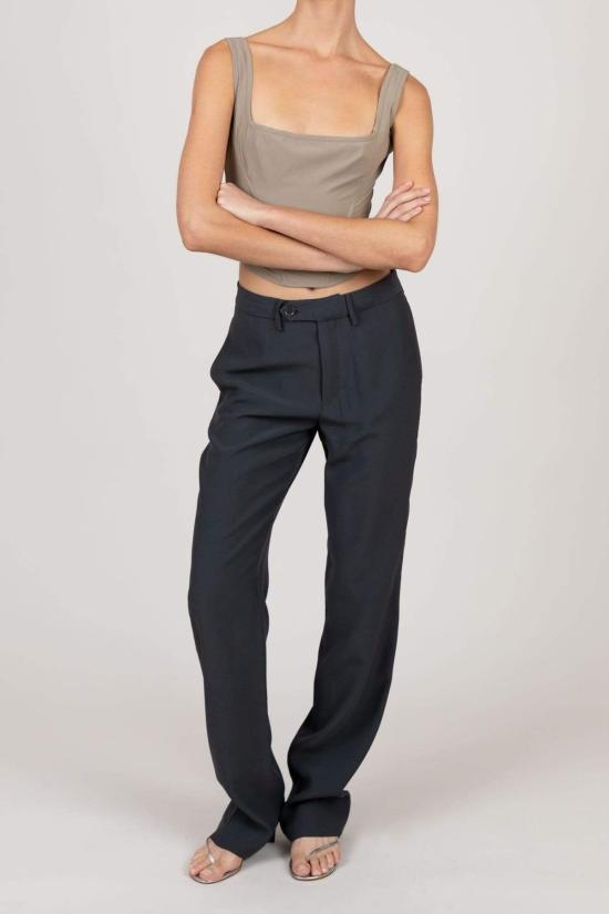  프리스카베라 스트레이트 팬츠 로우 라이즈 수트 팬츠 차콜 - PRISCAVERA