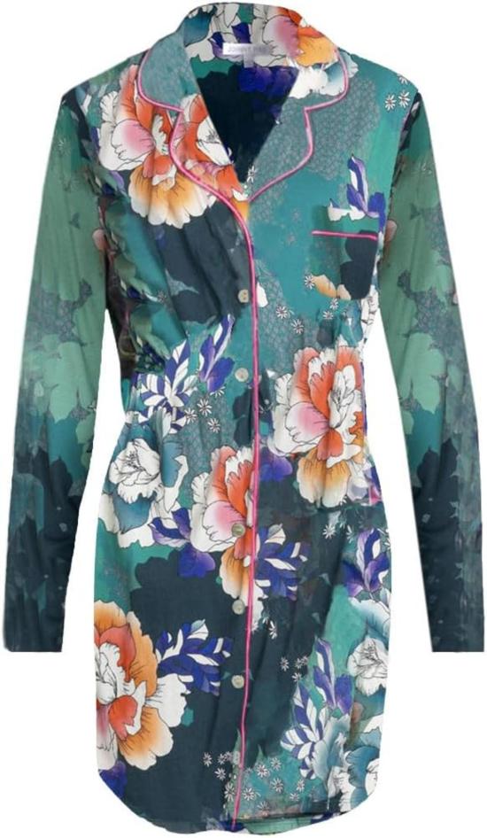  조니 와스 언더웨어 Johnny Was Tura 긴팔 나이트 셔츠 멀티컬러