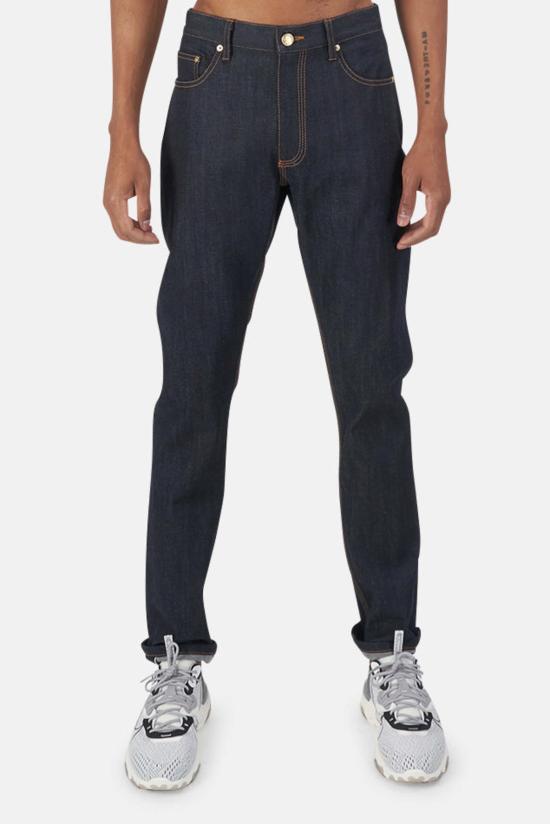  블루&크림 데님 팬츠 스키니 스트레이트 로우 셀비지 데님 인디고