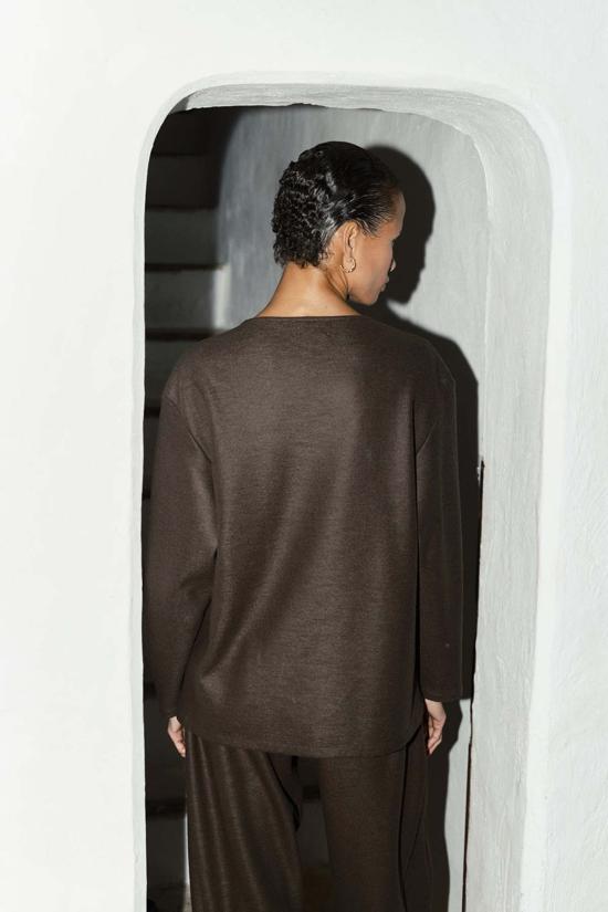  다두라 블라우스 다투라 보일드 울 제이드 탑 모카 - DATURA