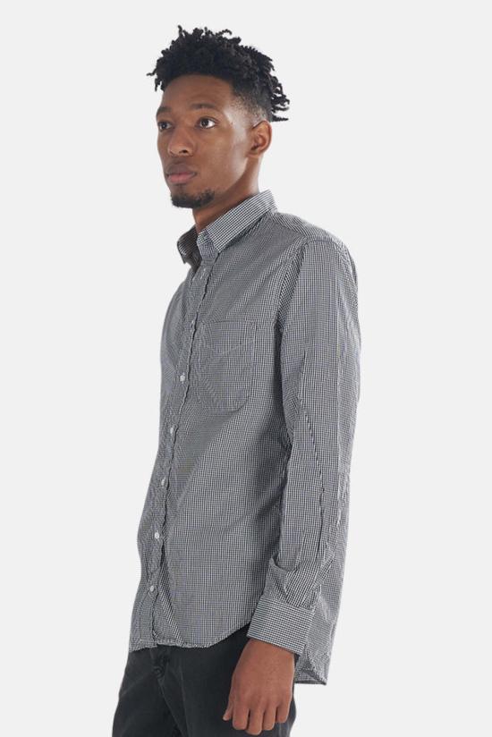  Blue&Cream 긴팔 셔츠 블루&크림 매크로 체크 버튼 다운 블랙 - BLUE&CREAM