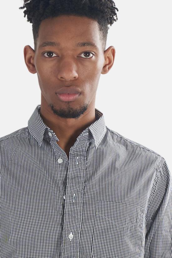  Blue&Cream 긴팔 셔츠 블루&크림 매크로 체크 버튼 다운 블랙 - BLUE&CREAM