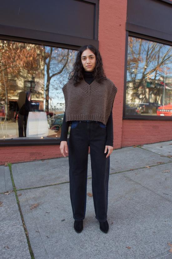  카린 데님 팬츠 칼린 랩어라운드 진