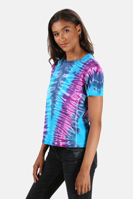  블루&크림 반팔 티셔츠 블루앤크림 X 챔피언 클래식 티 타이 다이 - BLUE&CREAM