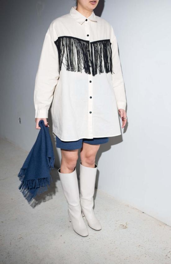  et Tigre 머플러/스카프 유니섹스 에티그레 케니 프린지 반다나 데님 블루 - OTHER BRANDS