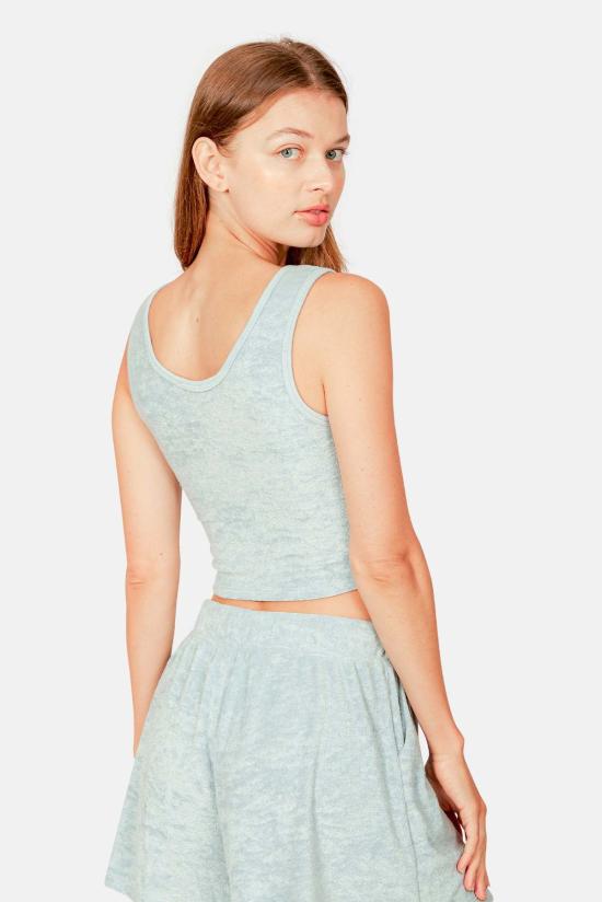  블루&크림 민소매 티셔츠 조 크롭 탱크 오션 블루 - BLUE&CREAM