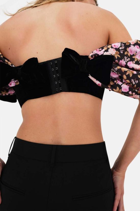  포러브앤레몬스 민소매 티셔츠 For Love & Lemons 케이트 크롭 탑 블랙 - FOR LOVE & LEMONS