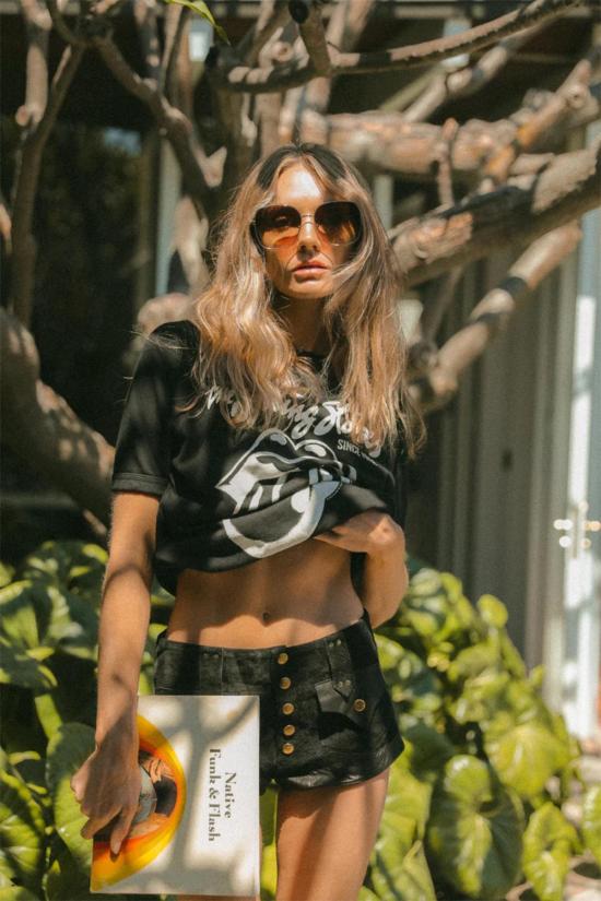  피플 오브 레이저 긴팔 티셔츠 People Of Leisure 롤링스톤즈 라글런 티 블랙 - PEOPLE OF LAISURE