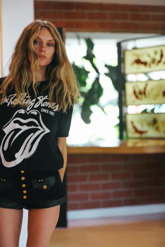  피플 오브 레이저 긴팔 티셔츠 People Of Leisure 롤링스톤즈 라글런 티 블랙 - PEOPLE OF LAISURE