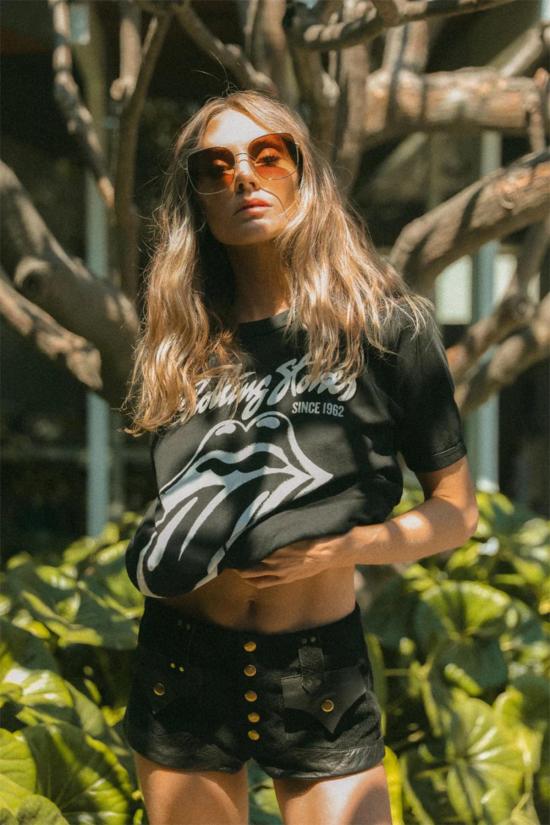  피플 오브 레이저 긴팔 티셔츠 People Of Leisure 롤링스톤즈 라글런 티 블랙 - PEOPLE OF LAISURE