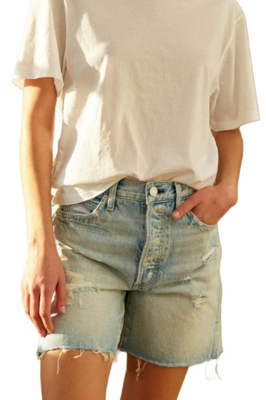  아모 데님 데님 숏팬츠 미디 숏