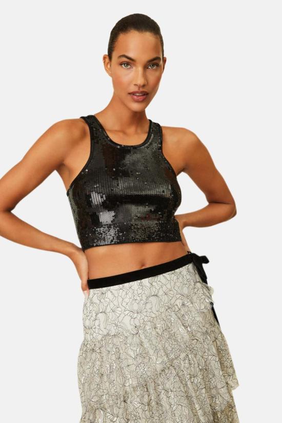  러브쉐이크팬시 민소매 티셔츠 러브 쉑 팬시 말라 크롭 탱크 블랙