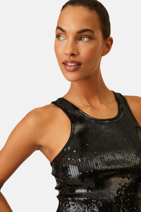  러브쉐이크팬시 민소매 티셔츠 러브 쉑 팬시 말라 크롭 탱크 블랙 - LOVESHACKFANCY