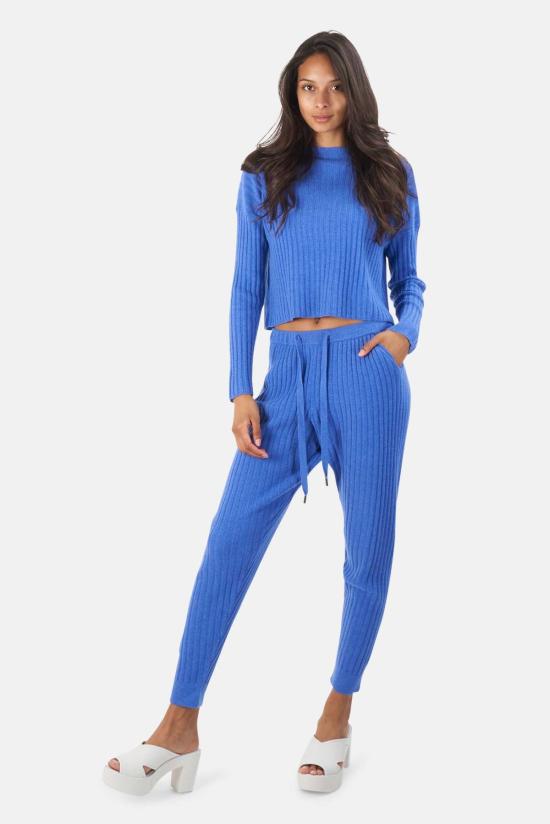  더 타일 클럽 스트레이트 팬츠 타일 클럽 애비 라이트웨이트 리브 캐시미어 팬츠 블루 - THE TILE CLUB