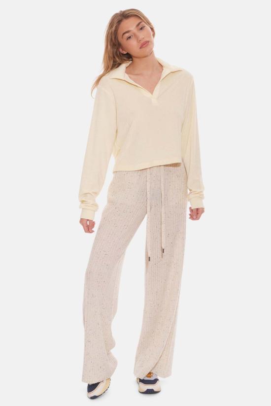  블루&크림 긴팔 티셔츠 찰리 크롭 롱슬리브 폴로 비치 옐로우 - BLUE&CREAM