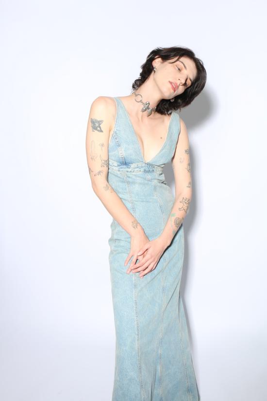  하이쿠레 롱 원피스 블리치 블루 돌리 드레스 블루 - HAIKURE