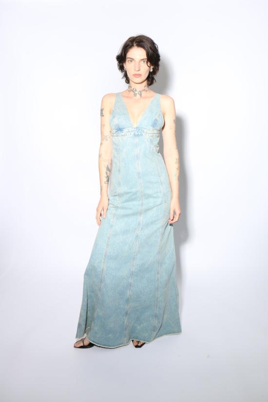  하이쿠레 롱 원피스 블리치 블루 돌리 드레스 블루