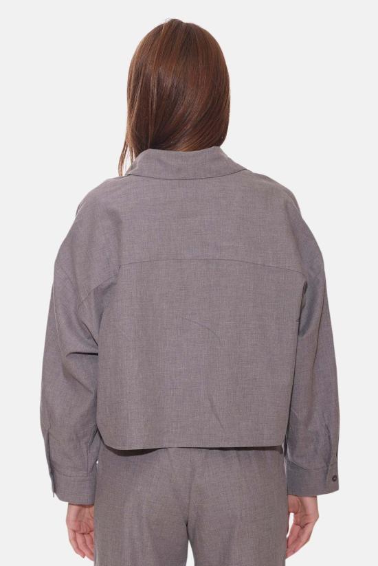  더 타일 클럽 셔츠 타일 클럽 샤또 트윌 크롭 셔츠 헤더 그레이 - THE TILE CLUB