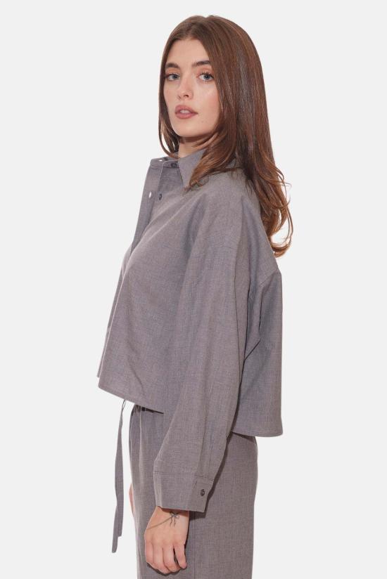  더 타일 클럽 셔츠 타일 클럽 샤또 트윌 크롭 셔츠 헤더 그레이 - THE TILE CLUB