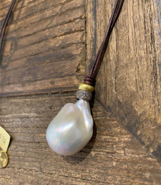  PBL 목걸이/팬던트 Pbl 23인치 다이아몬드 골드 레이어링 네크리스 바로크 펄