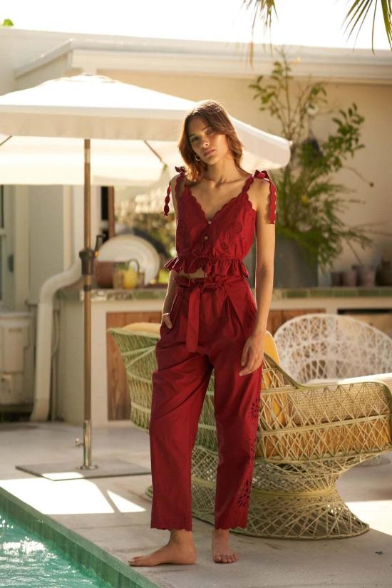  캐롤리나 케이 블라우스 캐롤라이나 케이 살마 탑 레드 - CAROLINA K